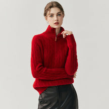 Women's Cable Knit Zip Front Sweater — View 10