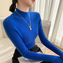 Women's Cashmere Long Sleeve Mock Neck Top — View 4