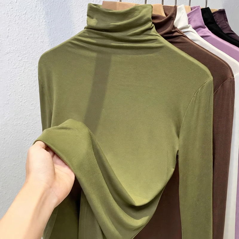 Women's Ribbed Textured Long Sleeve Mock Neck Top — View 5