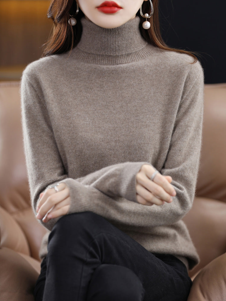 Women's Wool Relaxed Fit Turtleneck Sweater — View 5