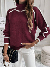 Women's Raglan Sleeve Mock Neck Sweater — View 4