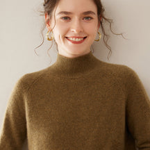Women's Cashmere Mock Neck Sweater — View 7