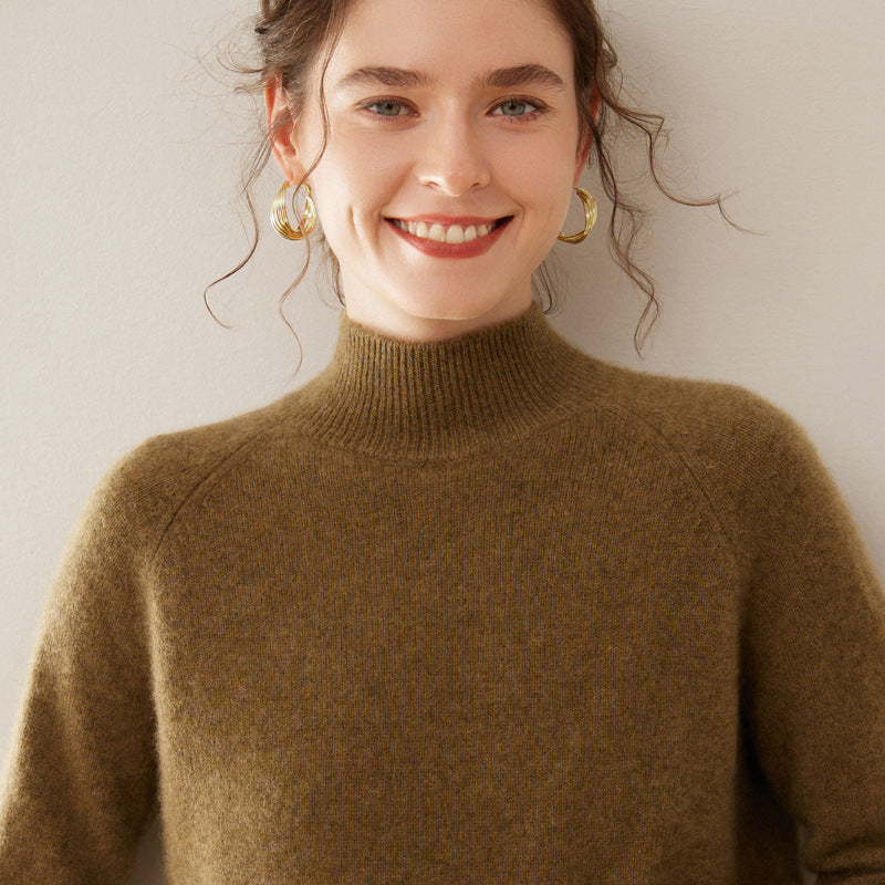 Women's Cashmere Mock Neck Sweater — View 7