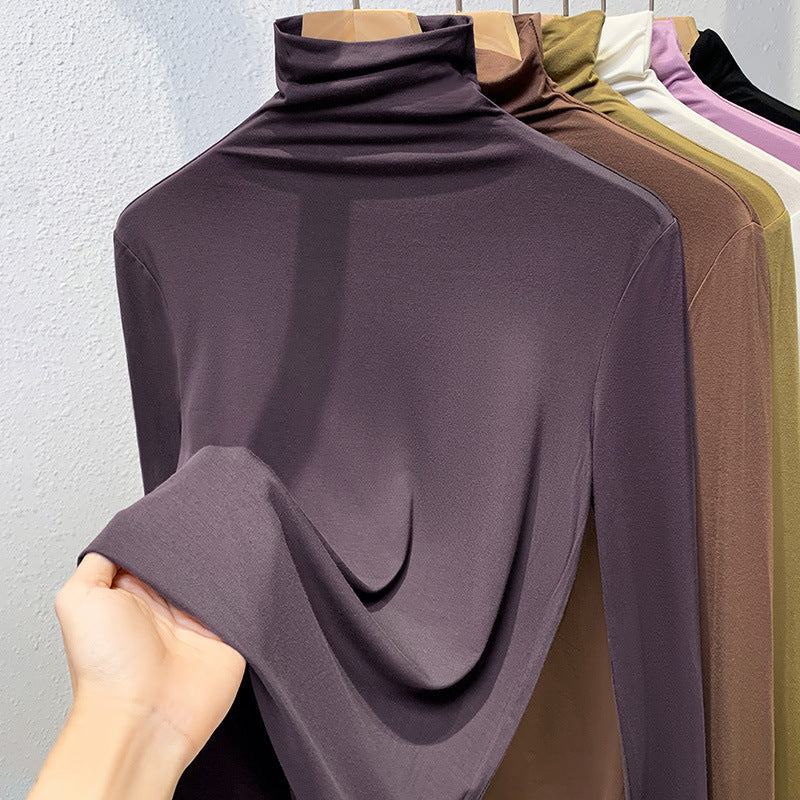 Women's Ribbed Textured Long Sleeve Mock Neck Top — View 10