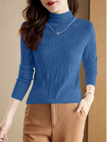 Women's Wool Textured Mock Neck Sweater — View 7