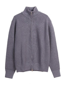 Women's Relaxed Fit Zip Front Mock Neck Sweater — View 9