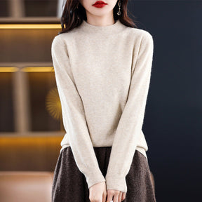 Women's Cashmere Fitted Mock Neck Sweater — View 7
