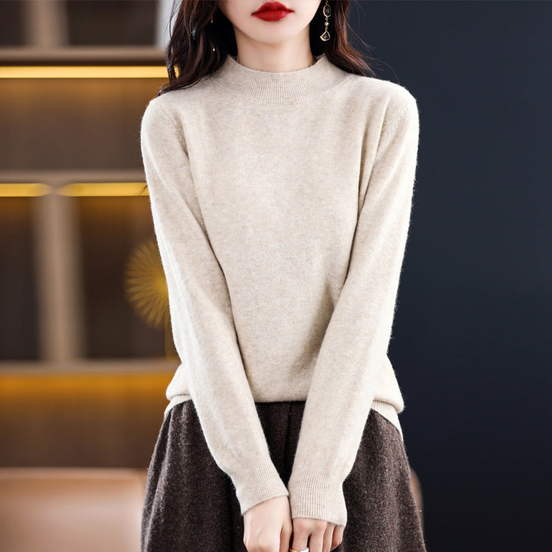 Women's Cashmere Fitted Mock Neck Sweater — View 7