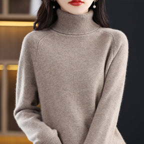 Women's Relaxed Fit Long Sleeve Mock Neck Sweater — View 4