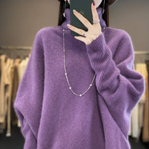Women's Wool Relaxed Fit Mock Neck Sweater — View 9