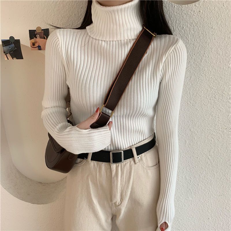 Women's Fitted Thumbhole Turtleneck Sweater — View 5