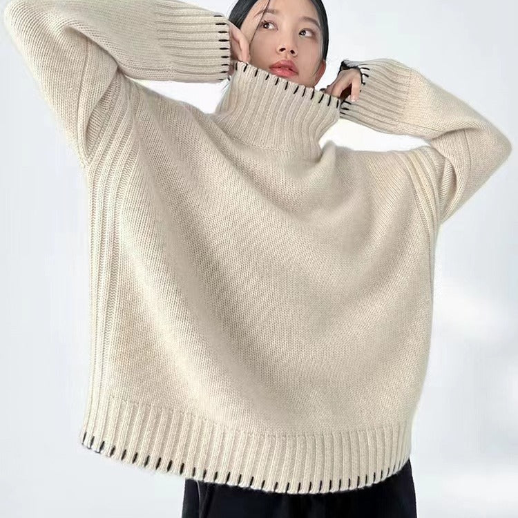 Women's Cable Knit Turtleneck Sweater — View 1