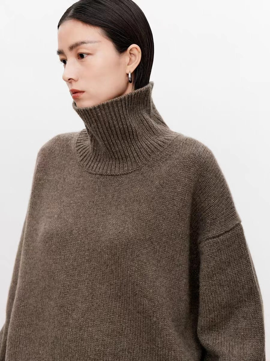 Women's Wool Relaxed Fit Mock Neck Sweater — View 9