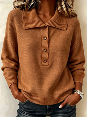 Women's Button Detail Mock Neck Sweater — View 10