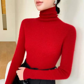 Women's Wool Fitted Mock Neck Sweater — View 4
