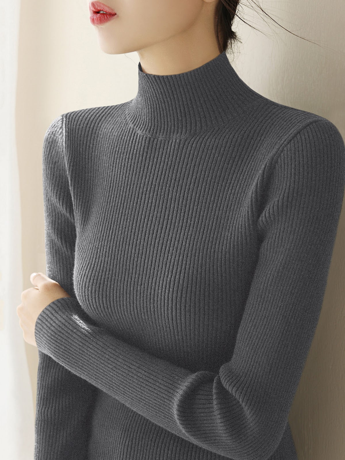 Women's Fitted Mock Neck Sweater — View 10