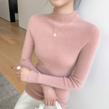 Women's Cashmere Fitted Mock Neck Sweater — View 5