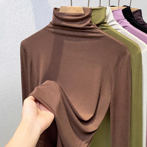 Women's Ribbed Textured Long Sleeve Mock Neck Top — View 9