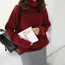 Women's Oversized Ribbed Turtleneck Sweater — View 8