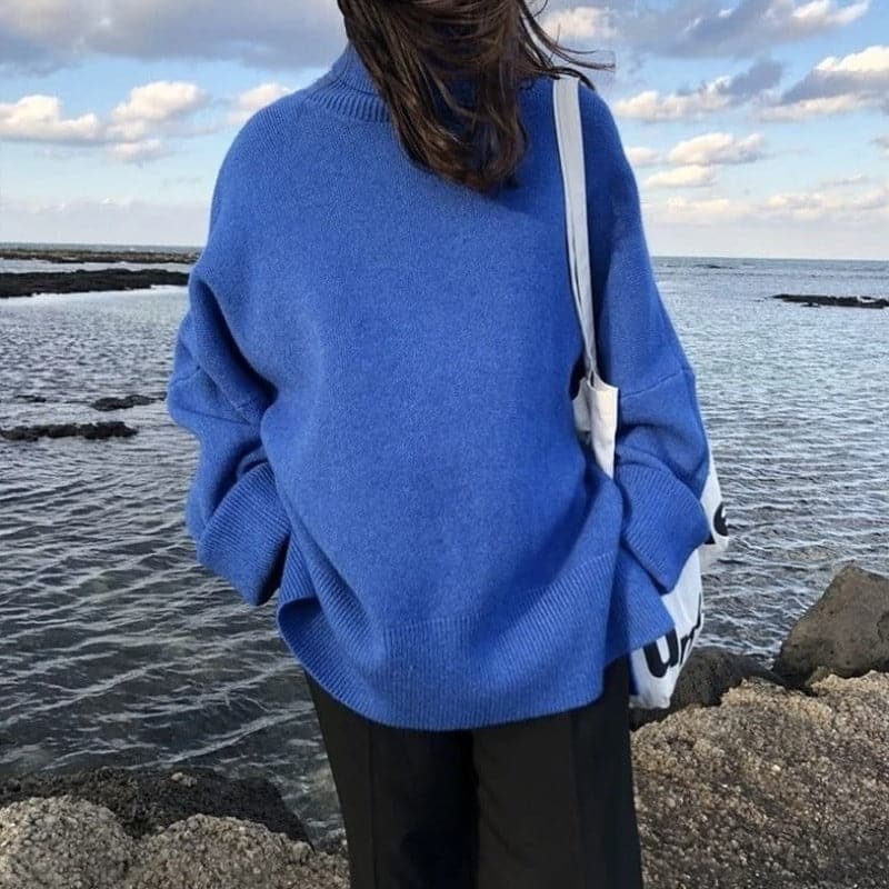Women's Oversized Long Sleeve Turtleneck Sweater — View 1