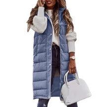 Women's Single Breasted Hooded Longline Vest — View 6