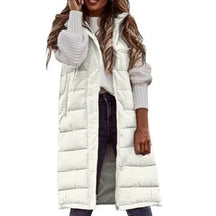Women's Single Breasted Hooded Longline Vest — View 7