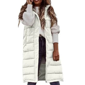 Women's Single Breasted Hooded Longline Vest — View 7