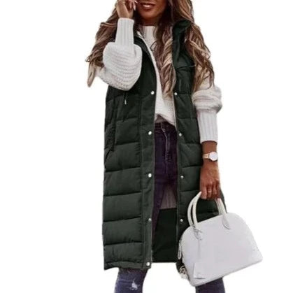 Women's Single Breasted Hooded Longline Vest — View 4