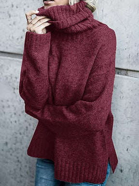 Women's Oversized Ribbed Fine Knit Turtleneck Sweater — View 11