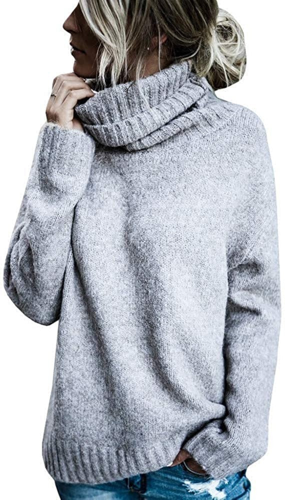 Women's Oversized Ribbed Fine Knit Turtleneck Sweater — View 10