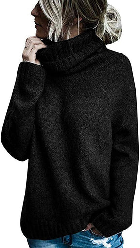 Women's Oversized Ribbed Fine Knit Turtleneck Sweater — View 8