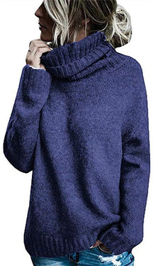 Women's Oversized Ribbed Fine Knit Turtleneck Sweater — View 6
