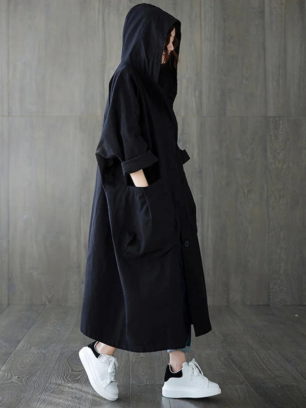 Women's Long Waterproof Coat | Felicia in Black - Juana Fashion