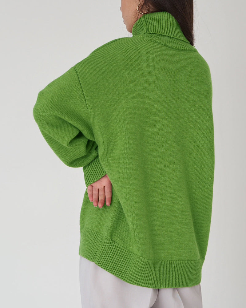 Women's Wool Blend Oversized Turtleneck Sweater — View 6