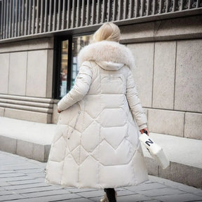Women's Long Quilted Down Coat | Katharina in Black - Juana Fashion