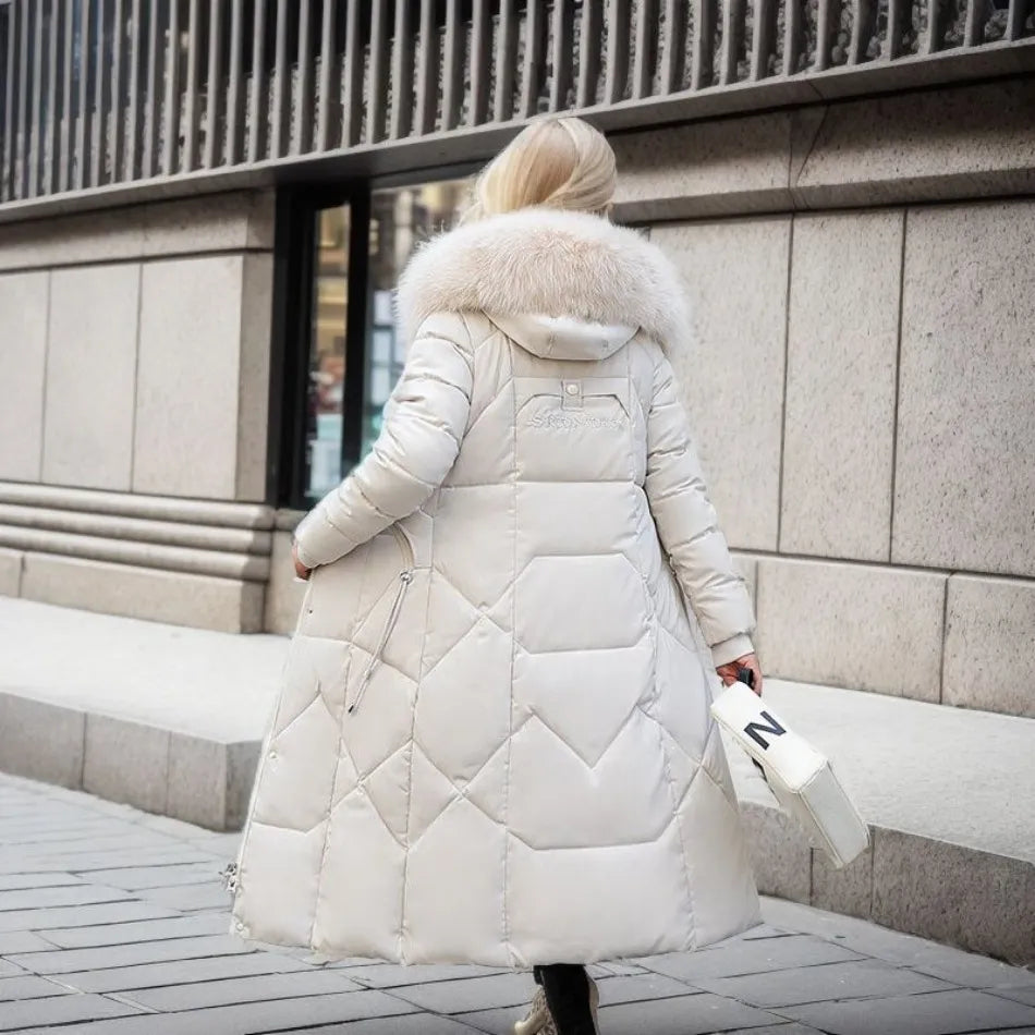 Women's Long Quilted Down Coat | Katharina in Black - Juana Fashion