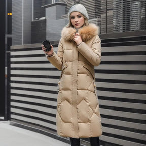 Women's Long Quilted Down Coat | Katharina in Black - Juana Fashion