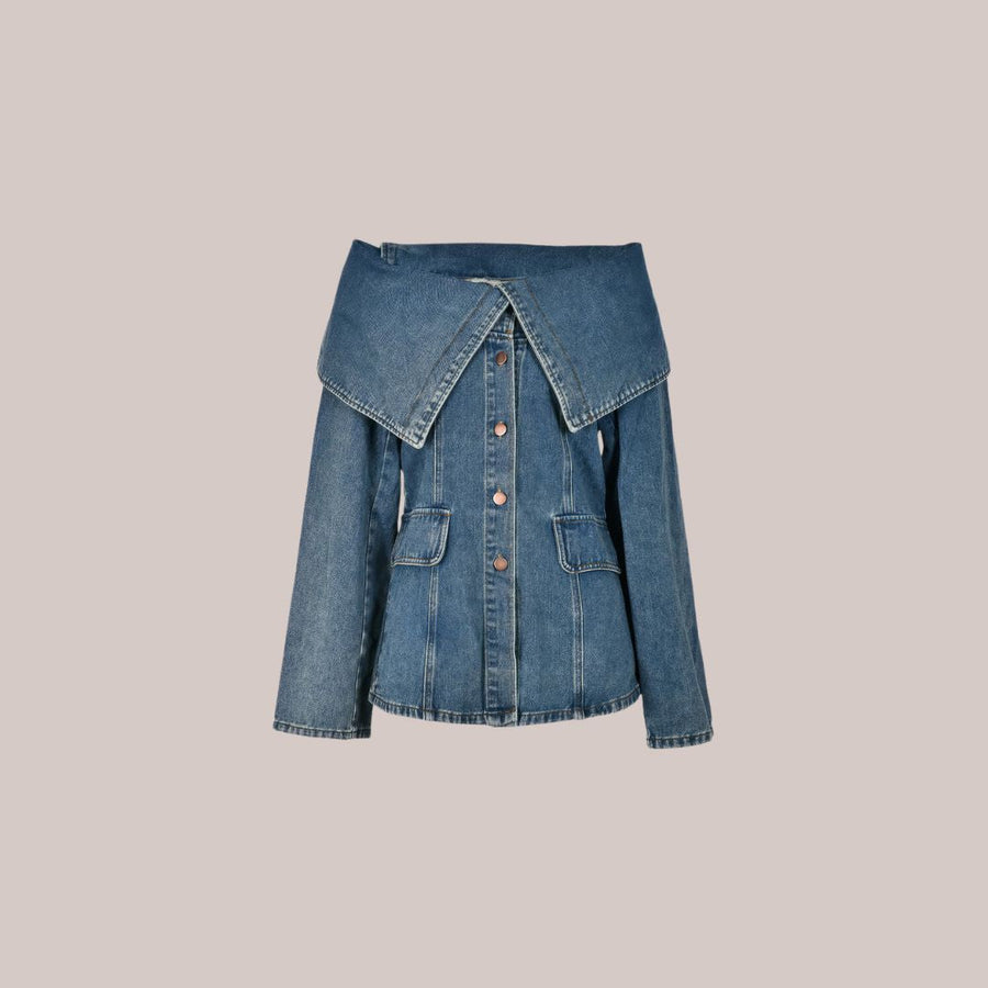 Women's Button Detail Lined Denim Jacket — View 2