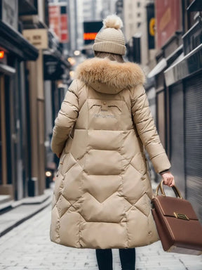 Women's Long Quilted Down Coat | Katharina in Green - Juana Fashion