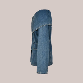 Women's Button Detail Lined Denim Jacket — View 3