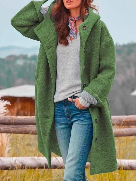 Women's Oversized Button-Front Coat | Selina in Green - Juana Fashion