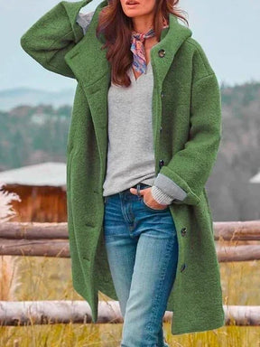 Women's Oversized Button-Front Coat | Selina in Green - Juana Fashion