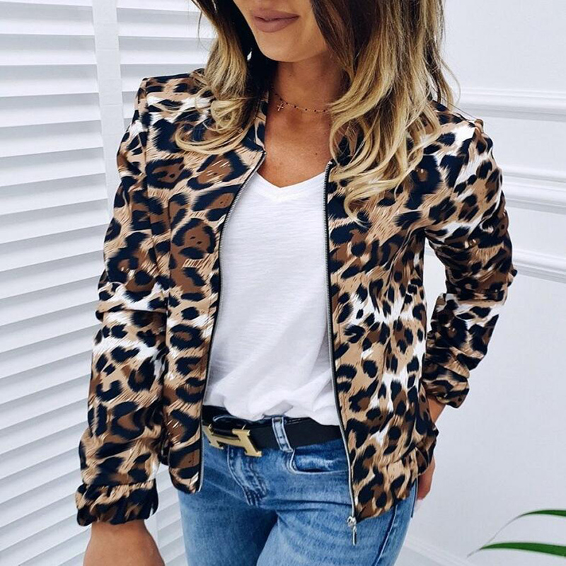 Women's Animal Print Bomber Jacket — View 1