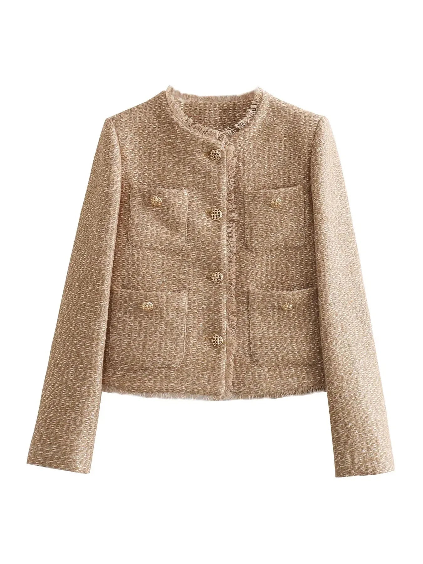 Women's Button-Front Tweed Jacket | Yvonne - Juana Fashion
