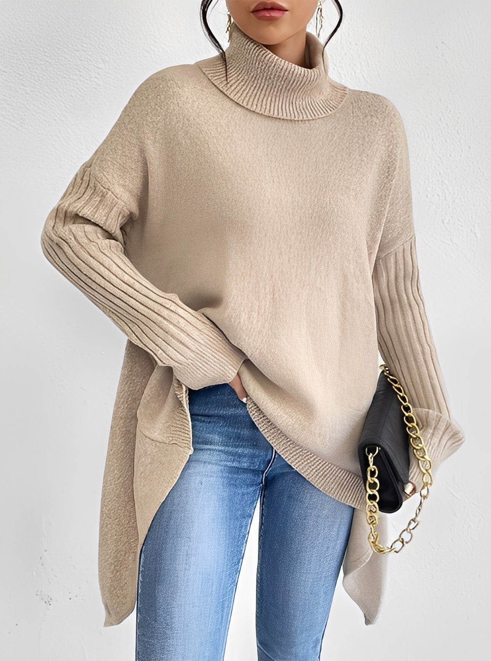 Women's Longline Turtleneck Sweater — View 2