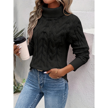 Women's Cable Knit Turtleneck Sweater — View 11