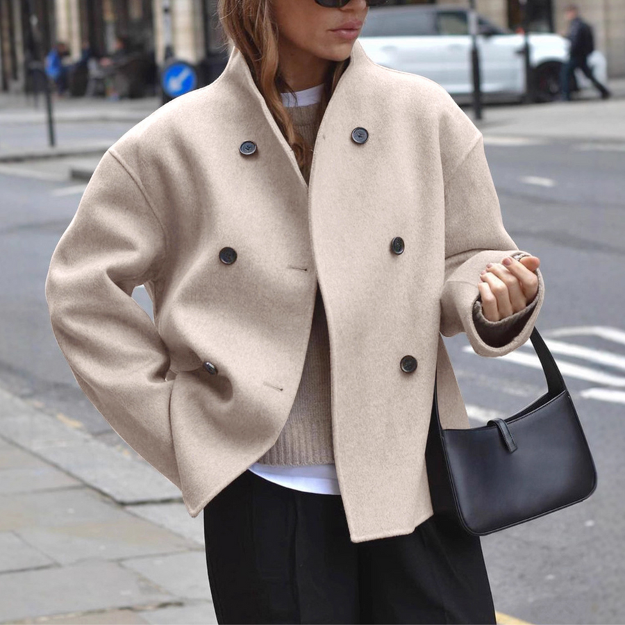Women's Stand-Collar Coat | Bini in Khaki - Juana Fashion