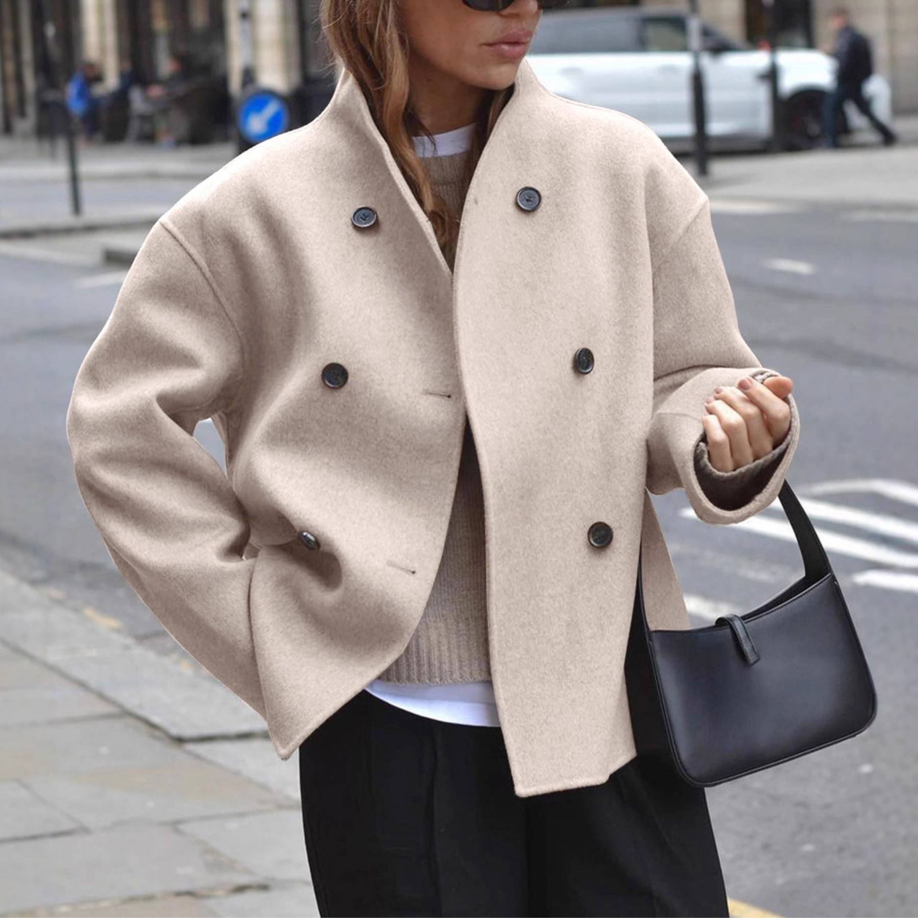 Women's Stand-Collar Coat | Bini in Khaki - Juana Fashion