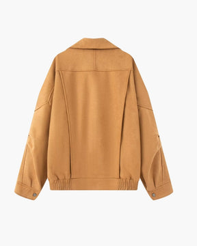 Women's Relaxed Suede-Look Jacket | Vintage in Beige - Juana Fashion