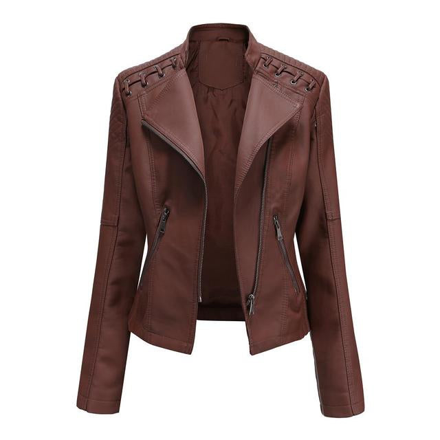 Women's Leather Look Moto Jacket — View 2